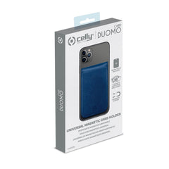 CARDD - Porta carte magnetico universale per il retro degli smartphone materiale pelle sintetica colore blu