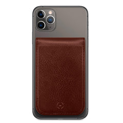 CARDD - Porta carte magnetico universale per il retro degli smartphone materiale pelle sintetica colore marrone