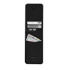 CARDV - Porta carte magnetico universale per il retro degli smartphone materiale pelle sintetica con finitura saffiano colore nero