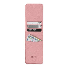 CARDV - Porta carte magnetico universale per il retro degli smartphone materiale pelle sintetica con finitura saffiano colore rosa cipria