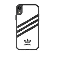 ADIDAS ORIGINALS - Cover SAMBA in TPU+Poliuretano con bordi rialzati di colore bianco con strisce nere compatibile con Apple iPhone Xs Max