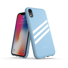 ADIDAS ORIGINALS - Cover SAMBA in TPU+Poliuretano con bordi rialzati di colore azzurro con strisce bianche compatibile con Apple iPhone Xs Max