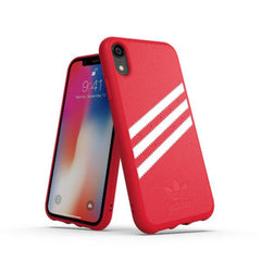 ADIDAS ORIGINALS - Cover SAMBA in TPU+Poliuretano con bordi rialzati di colore rosso con strisce bianche compatibile con Apple iPhone Xs Max