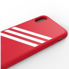 ADIDAS ORIGINALS - Cover SAMBA in TPU+Poliuretano con bordi rialzati di colore rosso con strisce bianche compatibile con Apple iPhone Xs Max