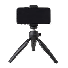 CLICKTRI - Treppiede universale compatibile con smartphone fino a 6.2" dimensione display, portatile, testina orientabile fino a 360°, dotata di filettatura 1/4", altezza 19 cm