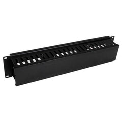 Pannello Gestione Cavi Orizzontale per armadi rack 2U con canalina passacavi a denti e coperchio - Pannello Passacavi a gabbia per armadio rack 19"