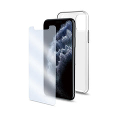 COVGLASSAB - Cover trasparente e vetro 9H spessore 0.3 mm con trattamento anti-batterico compatibile con Apple iPhone 11 Pro
