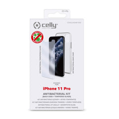 COVGLASSAB - Cover trasparente e vetro 9H spessore 0.3 mm con trattamento anti-batterico compatibile con Apple iPhone 11 Pro