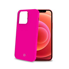 CROMO FLUO - Cover in morbido TPU con finitura soft touch colore rosa fluo compatibile con Apple iPhone 13 Pro
