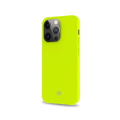 CROMO FLUO - Cover in morbido TPU con finitura soft touch colore giallo fluo compatibile con Apple iPhone 13 Pro