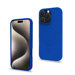 CROMOMAG - Cover in TPU morbido compatibile con la tecnologia Magsafe, colore blu compatibile con Apple iPhone 16 Pro [IPHONE 16 CASES]