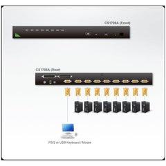 Switch KVM PS/2-USB VGA 8-porte con porta Daisy-Chain e supporto periferiche USB