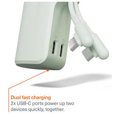 Cygnett Battery bank Thumboost 5K Powerbank con cavo integrato (menta)