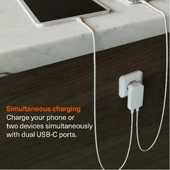 CHARGEPLUS DUAL USB-C SLIM WALL 30W
