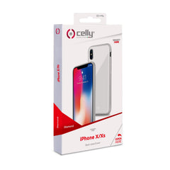 DIAMOND - Cover rigida in vetro temperato anti-graffio e bordi in TPU colore bianco compatibile con Apple iPhone Xs/ iPhone X
