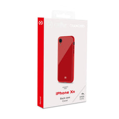 DIAMOND - Cover rigida in vetro temperato anti-graffio e bordi in TPU colore rosso compatibile con Apple iPhone Xr