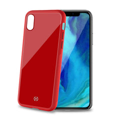 DIAMOND - Cover rigida in vetro temperato anti-graffio e bordi in TPU colore rosso compatibile con Apple iPhone Xr