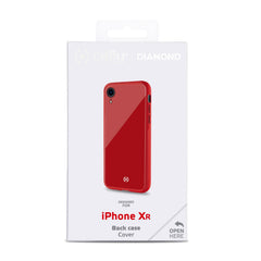 DIAMOND - Cover rigida in vetro temperato anti-graffio e bordi in TPU colore rosso compatibile con Apple iPhone Xr