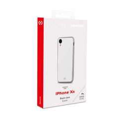 DIAMOND - Cover rigida in vetro temperato anti-graffio e bordi in TPU colore bianco compatibile con Apple iPhone Xr