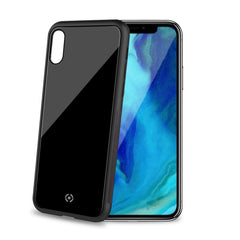DIAMOND - Cover rigida in vetro temperato anti-graffio e bordi in TPU colore nero compatibile con Apple iPhone Xs Max