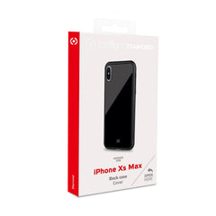 DIAMOND - Cover rigida in vetro temperato anti-graffio e bordi in TPU colore nero compatibile con Apple iPhone Xs Max