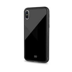 DIAMOND - Cover rigida in vetro temperato anti-graffio e bordi in TPU colore nero compatibile con Apple iPhone Xs Max