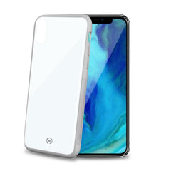 DIAMOND - Cover rigida in vetro temperato anti-graffio e bordi in TPU colore bianco compatibile con Apple iPhone Xs Max