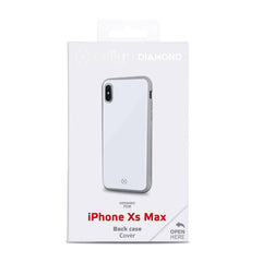DIAMOND - Cover rigida in vetro temperato anti-graffio e bordi in TPU colore bianco compatibile con Apple iPhone Xs Max