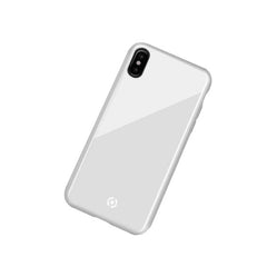 DIAMOND - Cover rigida in vetro temperato anti-graffio e bordi in TPU colore bianco compatibile con Apple iPhone Xs Max