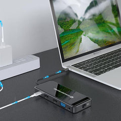 DOCKING STATION 12-in-1 USB 3.2 GEN.1 - 2x HDMI, VGA, USB-C Data, 2x USB-A 3.0, USB-A 2.0, SD, TF/MicroSD, Audio, GbE LAN, 100W USB PD