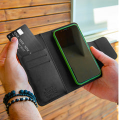 DUOMO - Custodia a libro con chiusura magnetica, slot porta carte colore nero compatibile con gli smartphone fino a 5.8" dimensione display
