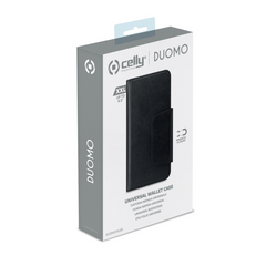 DUOMO - Custodia a libro con chiusura magnetica, slot porta carte colore nero compatibile con gli smartphone fino a 6.5" dimensione display