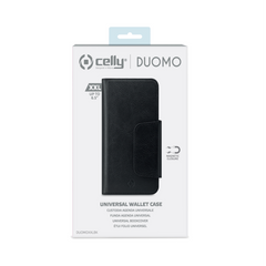 DUOMO - Custodia a libro con chiusura magnetica, slot porta carte colore nero compatibile con gli smartphone fino a 6.5" dimensione display