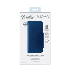 DUOMO - Custodia a libro con chiusura magnetica, slot porta carte colore blu compatibile con gli smartphone fino a 6.5" dimensione display