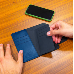 DUOMO - Custodia a libro con chiusura magnetica, slot porta carte colore blu compatibile con gli smartphone fino a 6.5" dimensione display