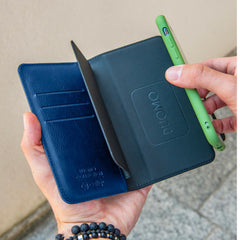 DUOMO - Custodia a libro con chiusura magnetica, slot porta carte colore blu compatibile con gli smartphone fino a 6.5" dimensione display