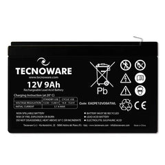 POWER BATTERY TECNOWARE 12V 9AH FASTON 6,3 MM LONG LIFE (24 Mesi di Garanzia)