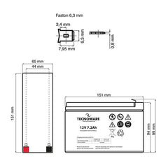 BATTERIA TECNOWARE 12V 7,2AH