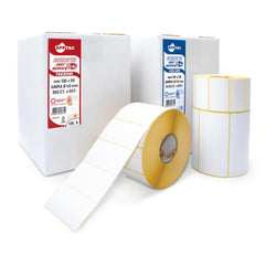 Rotoli Etichette Carta Termica Adesivo Permanente, 100x100, 4pz