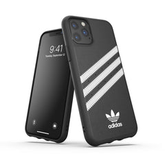 ADIDAS ORIGINALS - Cover SAMBA in TPU+Poliuretano con bordi rialzati di colore nero con strisce bianche compatibile con Apple iPhone 12 Mini