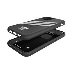 ADIDAS ORIGINALS - Cover SAMBA in TPU+Poliuretano con bordi rialzati di colore nero con strisce bianche compatibile con Apple iPhone 12 Mini