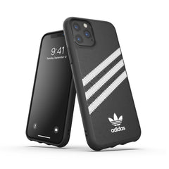 ADIDAS ORIGINALS - Cover SAMBA in TPU+Poliuretano con bordi rialzati di colore nero con strisce bianche compatibile con Apple iPhone 12 Mini