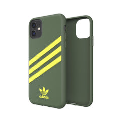 ADIDAS ORIGINALS - Cover SAMBA in TPU+Poliuretano con bordi rialzati di colore verde con strisce gialle compatibile con Apple iPhone 12 Pro/ iPhone 12