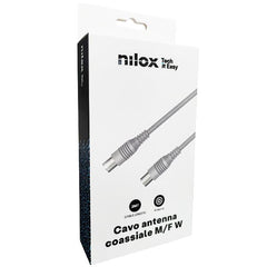 NILOX TECH - Cavo di congiunzione Video Antenna con connettore 9.5 mm a connettore 9.5 mm, maschio a femmina, lunghezza cavo 2 mt, adattatore Maschio–Maschio incluso (Retail pack)