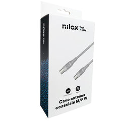 NILOX TECH - Cavo di congiunzione Video Antenna con connettore 9.5 mm a connettore 9.5 mm, maschio a femmina, lunghezza cavo 3 mt, adattatore Maschio–Maschio incluso (Retail pack)