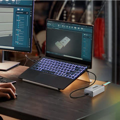 Extender USB 3.0 a 2 Porte su Fibra Multimodale OM3 - LC/LC - Hub 2x USB-A 5Gbps - Resistente Estensore USB su Fibra Ottica fino a 350m - Extender USB Ottico