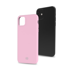 FEELING - Cover morbida in silicone liquido con finitura soft touch e bordi anti scivolo colore rosa compatibile con Apple iPhone 11