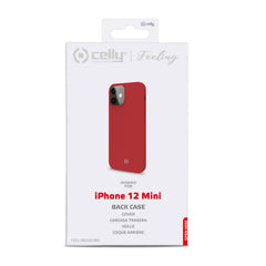 FEELING - Cover morbida in silicone liquido con finitura soft touch e bordi anti scivolo colore rosso compatibile con Apple iPhone 12 Mini