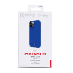 FEELING - Cover morbida in silicone liquido con finitura soft touch e bordi anti scivolo colore blu compatibile con Apple iPhone 12 Pro/ iPhone 12