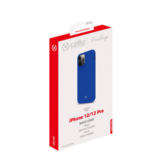 FEELING - Cover morbida in silicone liquido con finitura soft touch e bordi anti scivolo colore blu compatibile con Apple iPhone 12 Pro/ iPhone 12